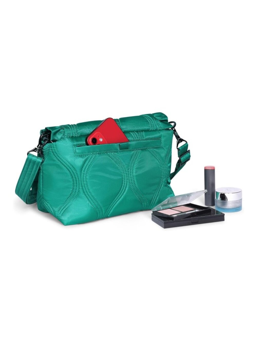 Lug Conga Shoulder Bag in Kelly Green - Lightweight Polyester with Nylon Lining,
